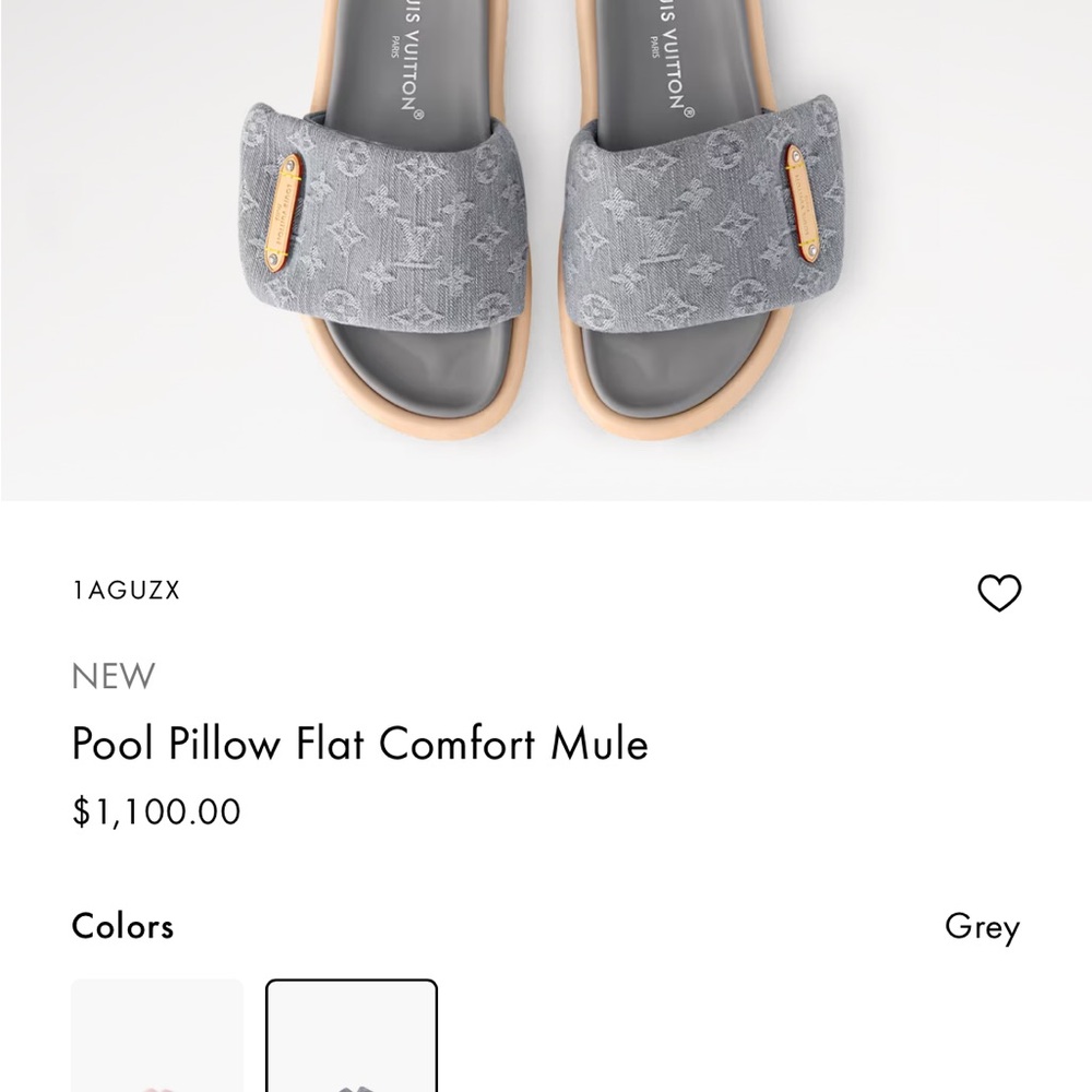 Louis Vuitton Grey Pool Pillow Flat Comfort Mules